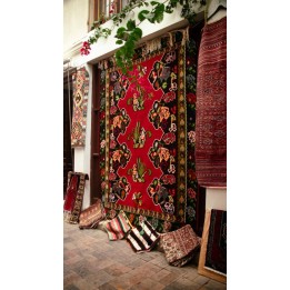Tapis Persan Kashan Rouge Rubis 150x230 - Laine Kork Noué Main
