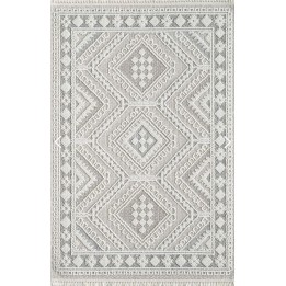 Tapis Beni Ouarain Style Tunisien 200x300 - Laine Ivoire Poil Long